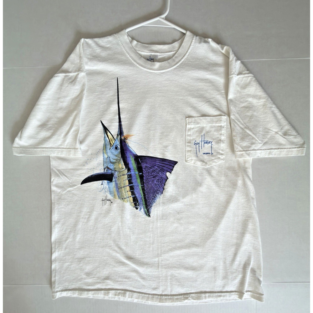 Vintage Guy Harvey Sailfish Catch & Release Pocket T-Shirt XL USA